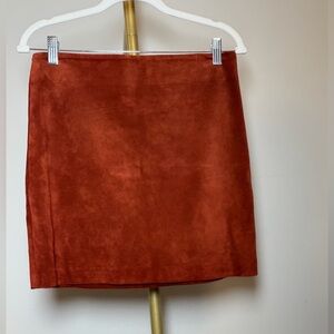 DKNY Suede Leather Mini Skirt | Burnt Orange Zip Back Size 12
